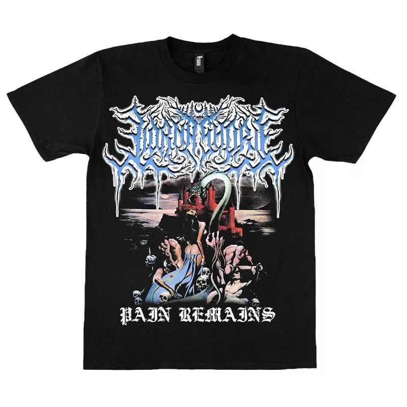 

2025 Лето LORNA SHORE Группа Черный Золотой Темный Рок Принтованная Хлопковая Мужская и Женская Футболка Высокого Качества с Коротким Рукавом 4XL