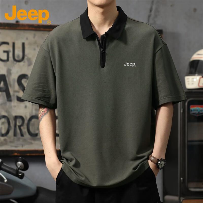 JEEP Men s Summer Short-Sleeve Zipper Polo Shirt 2XL
