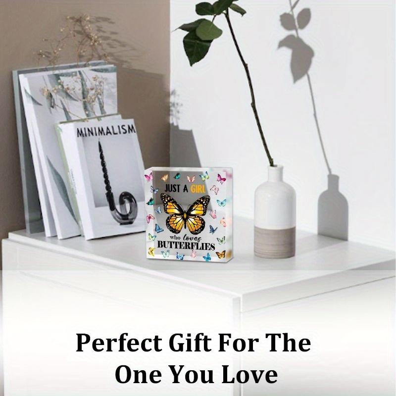 Butterfly gift for game player enthusiasts, Just a Girl Who Loves acrylic sign, birthday gift for butterfly lovers.