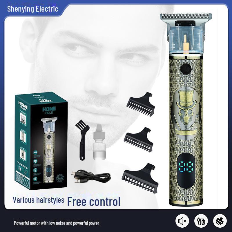 Rechargeable Silent Electric Hair Clipper with Digital Display - Edge & Oil Head, Ideal for Home Use & Hair Salons.