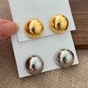 Fashion Shiny Half Ball Earrings Metal Geometric Stud Earrings Vintage Gold Silver Color Daily Holiday Women Jewelry Gifts