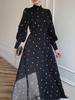 2025 Spring Loose Tie Floral Satin Long Sleeve Dress