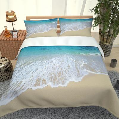 Bettbezug 1 Person Strandwellen Landschaft 3D Steppdeckenbezug Bettwäscheset + 2 Kissenbezüge Komplettes Doppelbettset Schlafzimmerdekoration