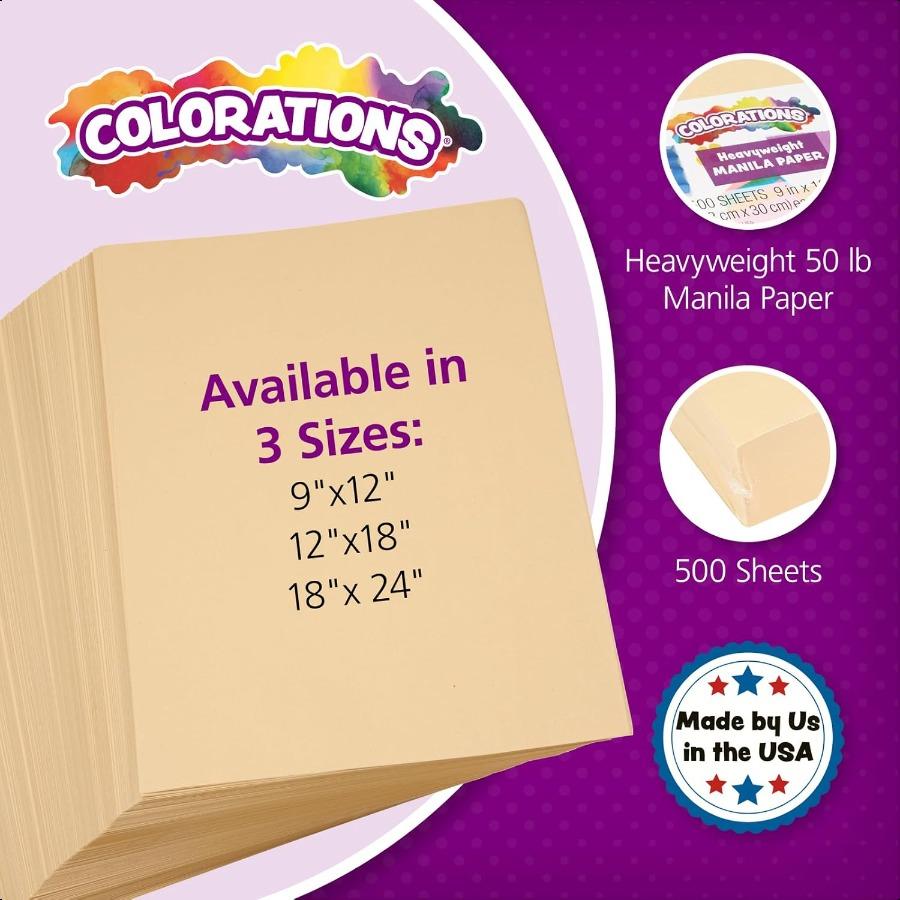 

Цвета Манильской бумаги 12 x 18 дюймов Плотная 500 листов Бумага для рисования United States