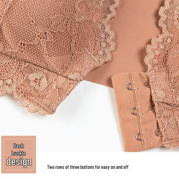 Plus Size Lace Front Buckle Seamless Bra - Sexy, Wireless, Gathered Fit