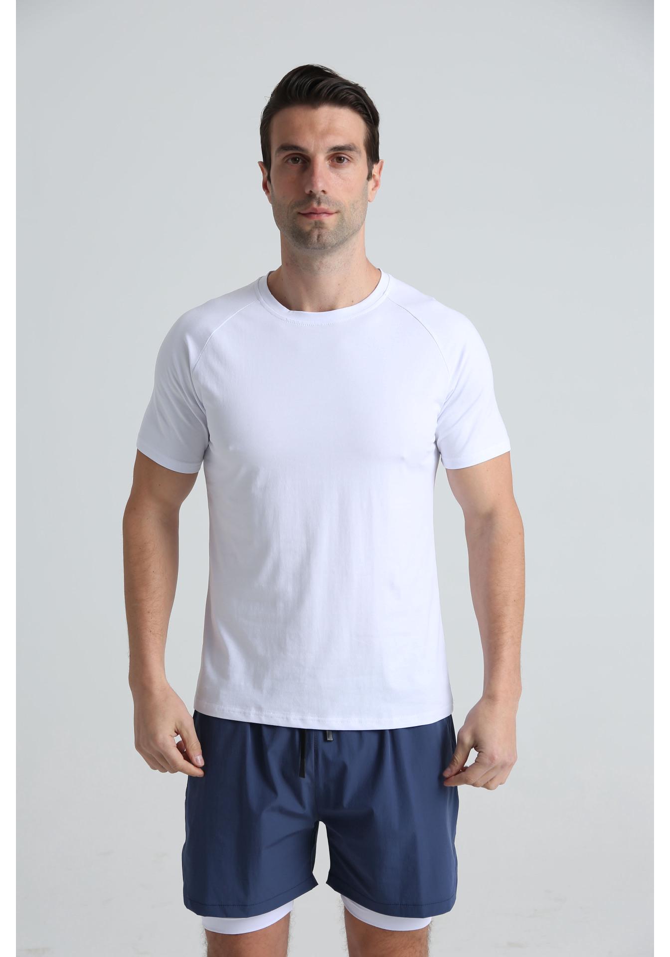 

Men s Plus Size Black Cotton Crew Neck T-Shirt - Casual Summer Sports Fitness Short Sleeve M белый