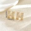 Fashion Light Luxury Style Women's Earrings Geometric H Letter Design Inlaid Zircon Stud Earrings Versatile Niche Ear Jewelry