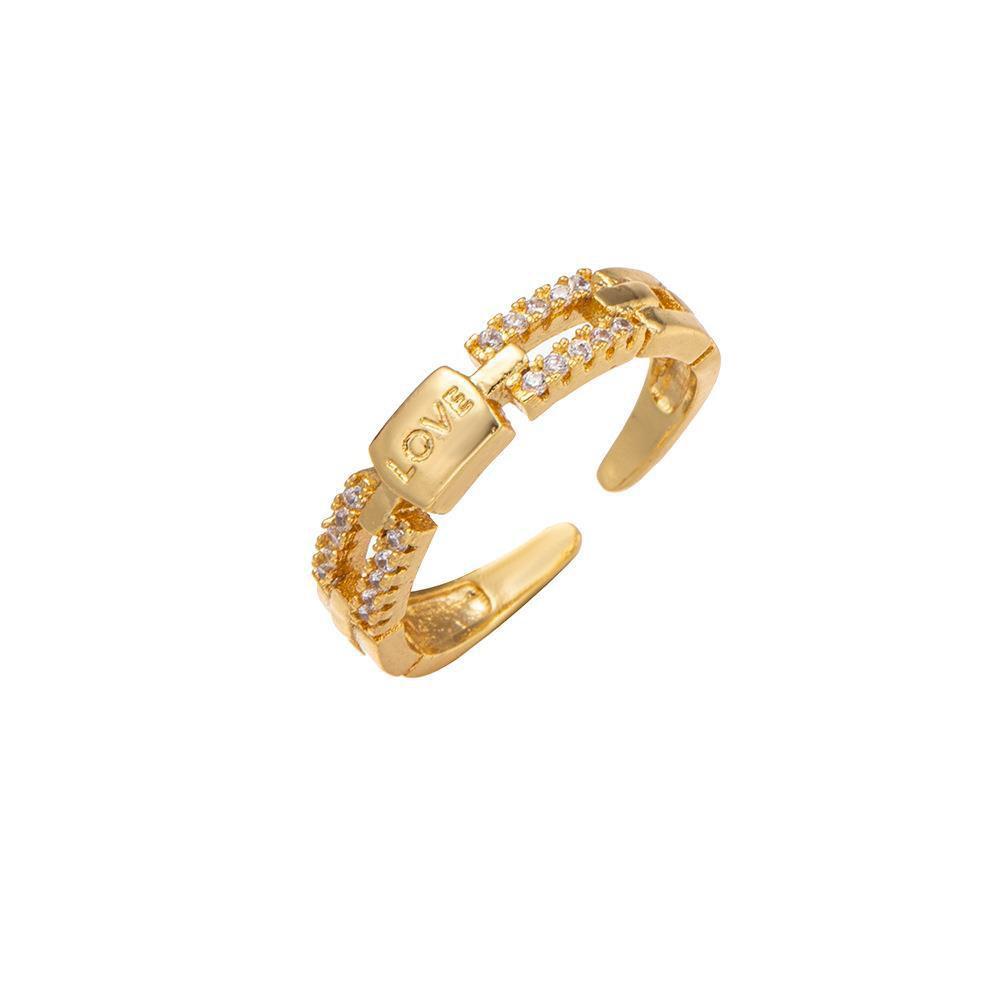New Romantic Qixi Valentine's Adjustable Ring for Women: Chinese Style, Micro-set Full Diamond Copper Design