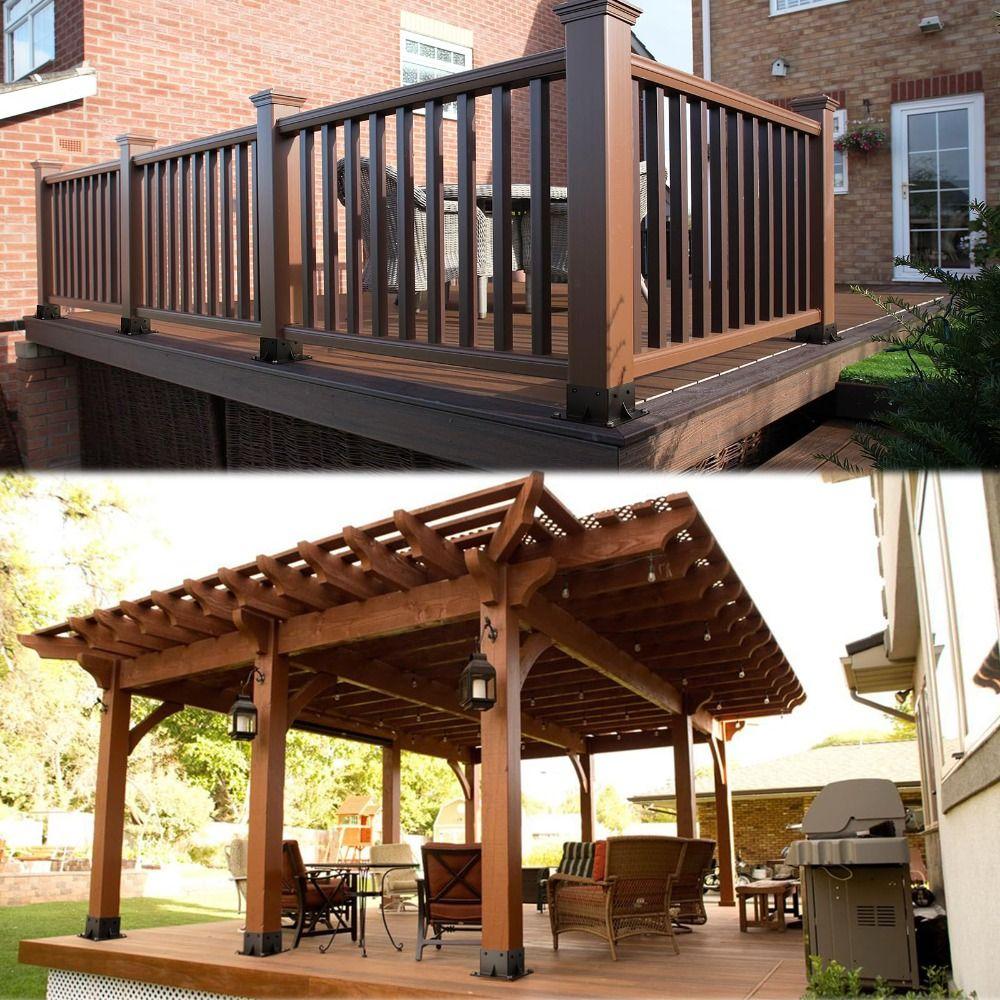 Rust Proof Metal Brackets Durability Heavy Duty Wooden Post Base Black Deck Railing Installation Pavilion Hardware