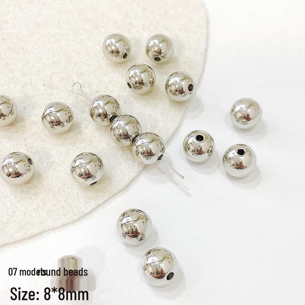 20 Acrylic Silver Square-Round Spacer Beads for DIY Beading and Accessories