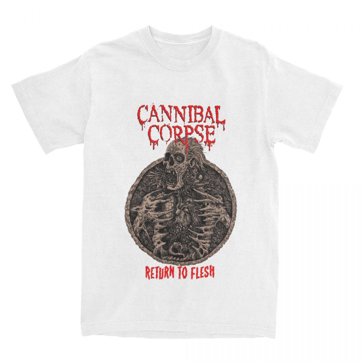 

Мужская женская футболка Cannibal Corpse Return To Flesh, одежда, хлопковая футболка, одежда, винтажная футболка для взрослых M белый