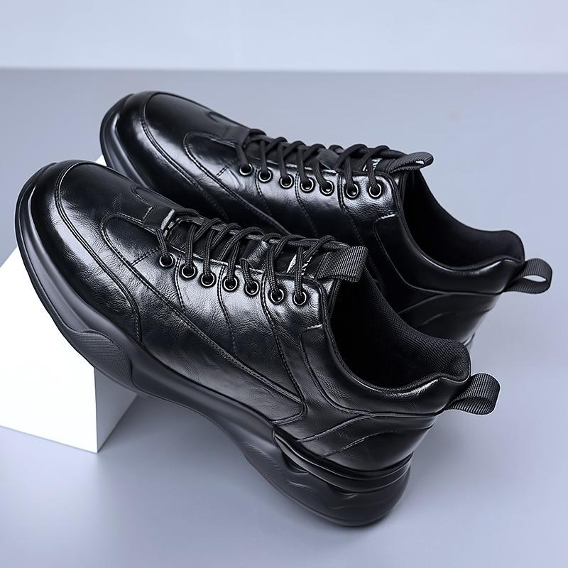 Fashion Retro Cow Leather Casual Sneakers for Men New Designer Velvet Man Platform Shoes Fashion Autumn Winter Sports Male Running Shoes