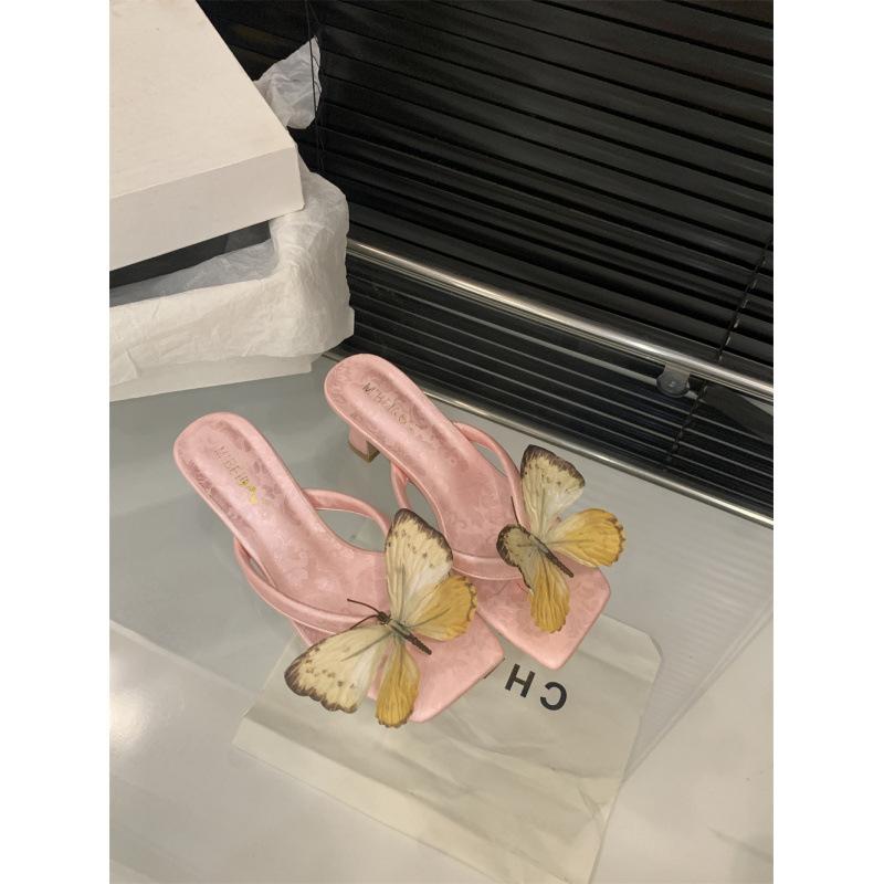 2025 Butterfly High Heel Sandals Black Green Pink Blue