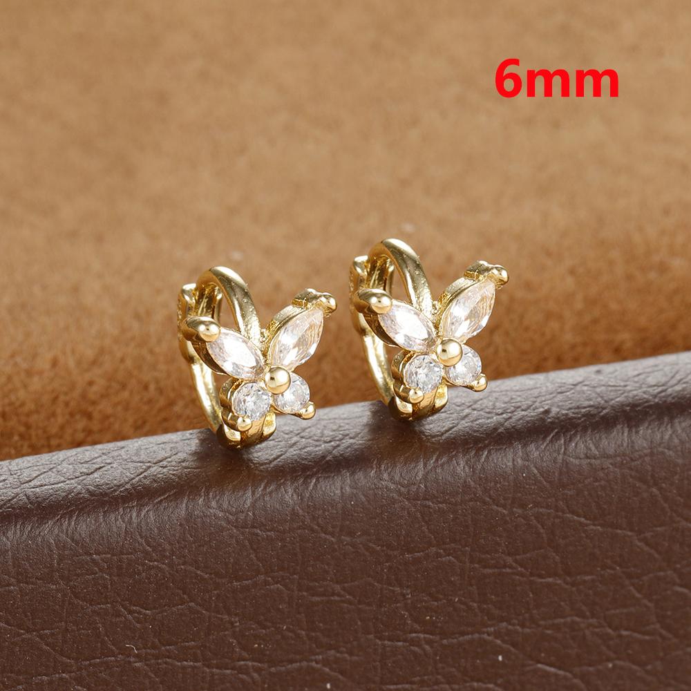 Stainless Steel Zircon Butterfly Minimal Hoop Earrings Small Gold Plated Huggie Earring Ear Buckle Cartilage Piercing Jewelry