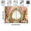 LS Spring Easter Party Backdrop Photography Wooden Door Floral Garden Background Kids Baby Show Birthday Photos Studio