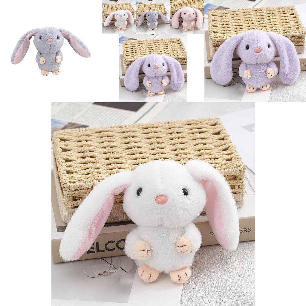 Adorable Long-eared Bunny Plush Keychain Soft Stuffed Rabbit Toy Crystal Velvet