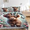 3pcs Enchanted Highland Calf Quilt Cover Set (1 Quilt Cover + 2 Pillowcases Without Pillow Core)