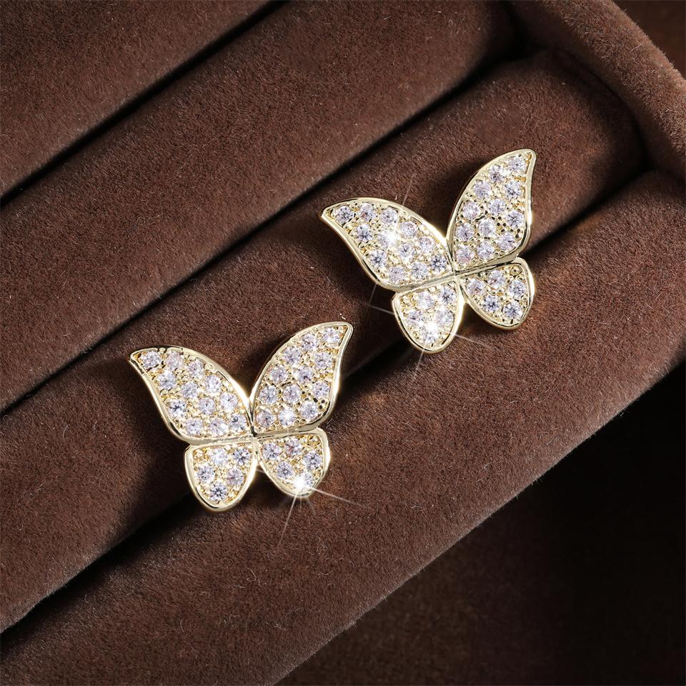 ZAKOL Shiny Micropaved Zirconia Butterfly Stud Earrings for Women Luxury Engagement Wedding Zircon Gifts With Gift Box