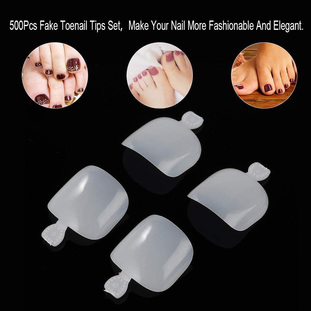500Pcs Fake Toenail Tips Set Full Cover False Toe Nail Tips for Nail Art & Manicure Salons 12 Sizes