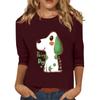 Modisches, lässiges Pullover-Oberteil mit Dreiviertelärmeln und bedrucktem Kragen für Damen