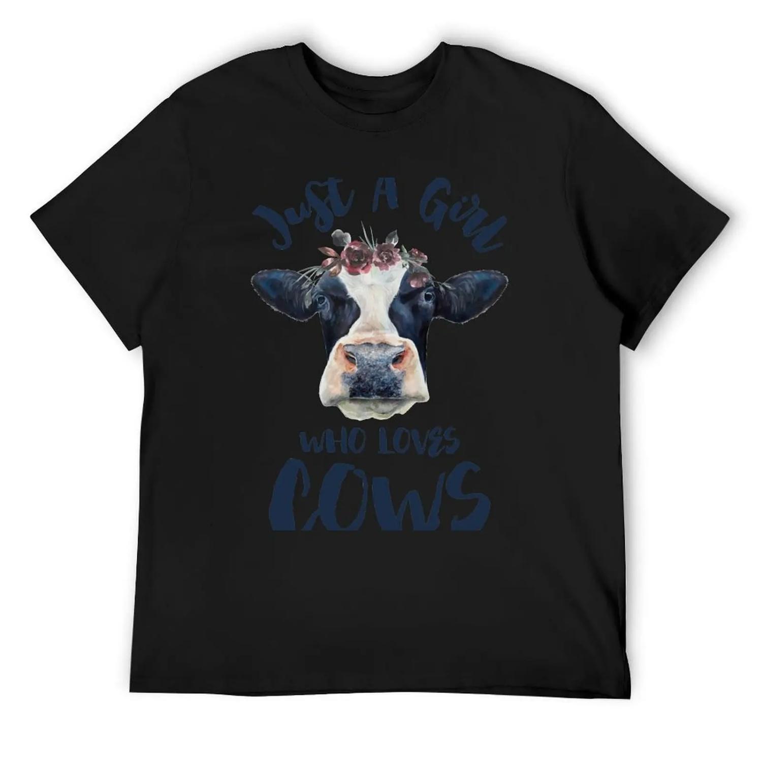 Animal Lovers Funny Gifts - Just A Girl Who Loves Cows T-Shirt quick-drying anime t shirts mens white t shirts S
