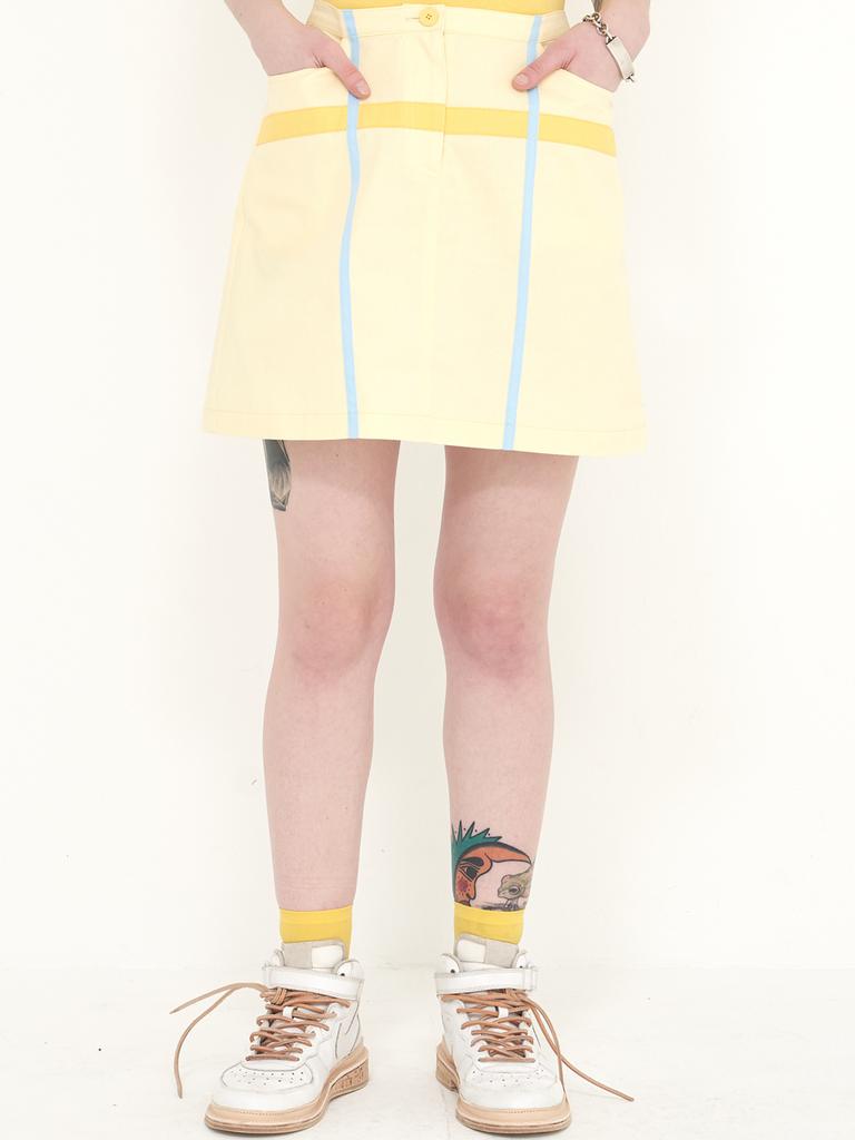 Mimi Kawi Treadmill Line Taped Skirt/Lemon