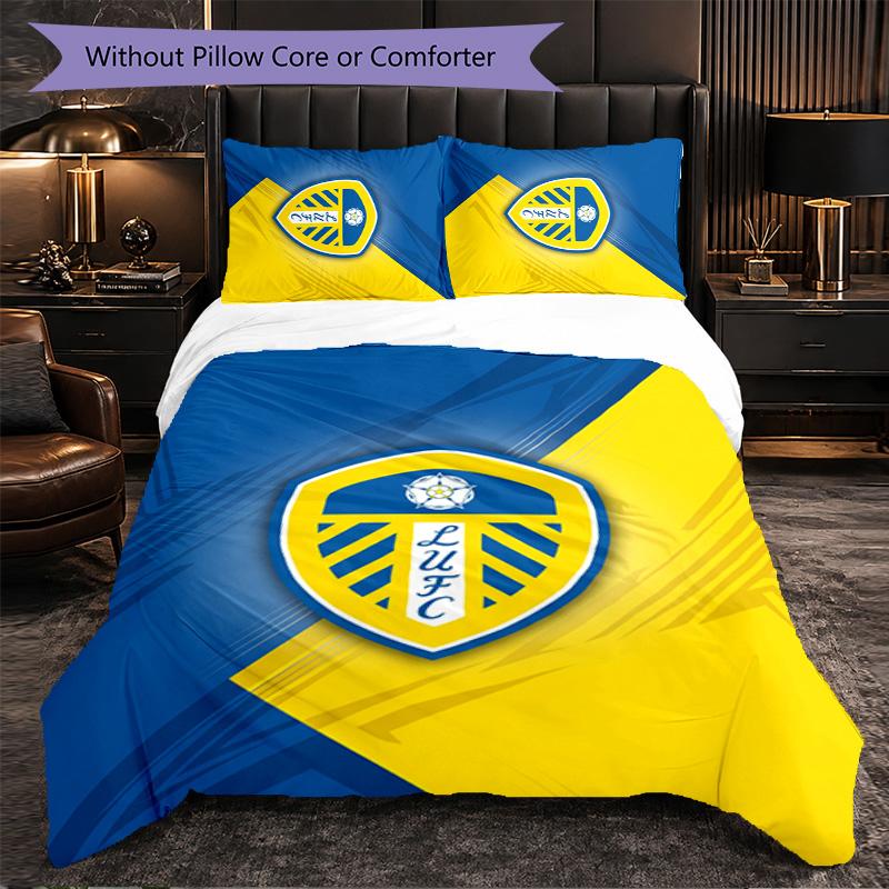 Biancheria da letto a tema Leeds United Set 3 Pezzi Copripiumino Biancheria da letto Decorativa Per Camera Adolescenti Decorazione Casa
