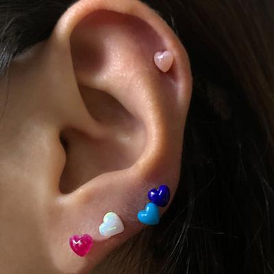 LA PISCINE Colorful Heart Piercing (6 Colors)(single)