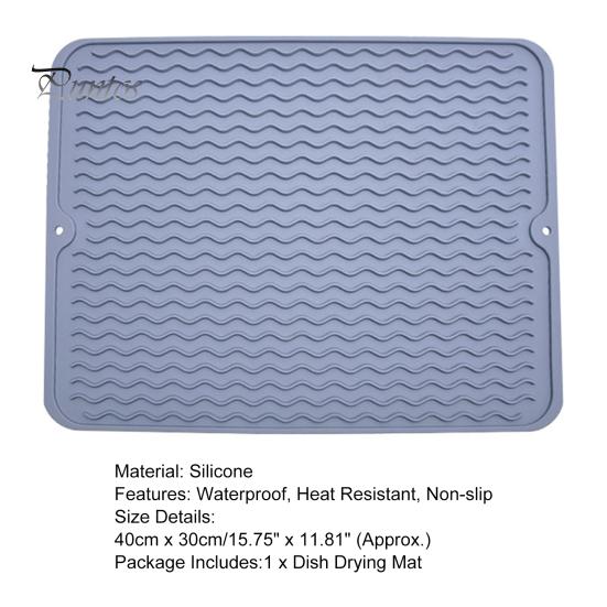 Dish Drying Mat Thick Non Slip Silicone Heat Resistant Drain Pad for Kitchen Counter