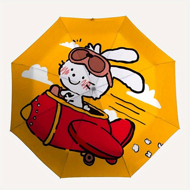 

1pc Cute Bunny Flight Automatic Open/Close Umbrella - Compact Travel Umbrella, 8-Rib Heavy-Duty Construction, Ideal Gift, Outdoor Accessory,