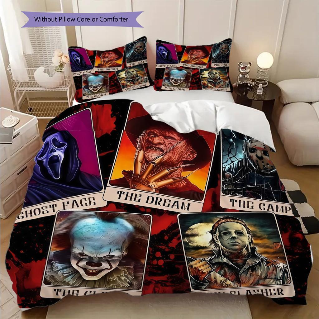 Horror Movie Posters Set Bedding 1 Duvet Cover 2 Pillowcase Without Core Christmas Birthday Gift Bedding Set Soft And Comfortable