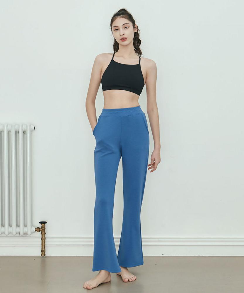 Debiweeo Semi-Bootcut Elastic Waist Pants Devi-B0070-Blue