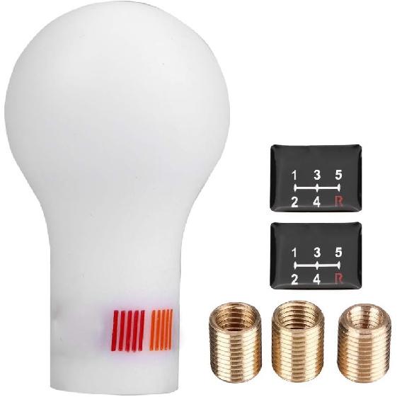 Aramox Gear Shift Knob,5 Speed Auto Manual Gear Shift Knob Shifter for Lancer V3/EVO (White)