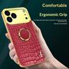 For iPhone 17 Pro Case TPU + PU Kickstand Phone Cover Crocodile Texture Electroplating
