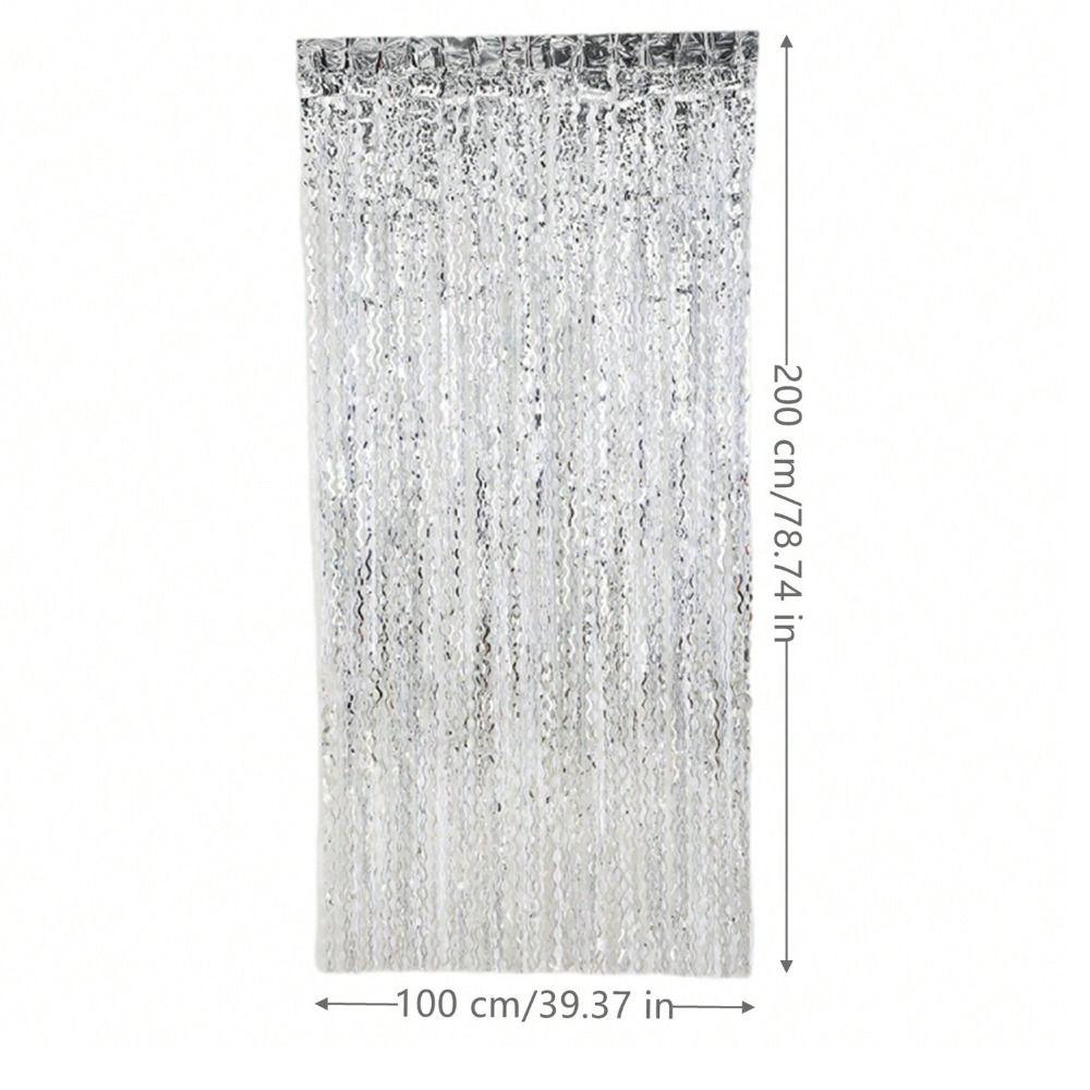 Fashion Tinsel Foil Fringe Curtains Wavy Teal Blue Tinsel Backdrop  Under The Sea Party