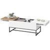 Extendable Coffee Table, Modern Living Room Table with Sliding Top, Hidden Storage, and Steel Legs, White