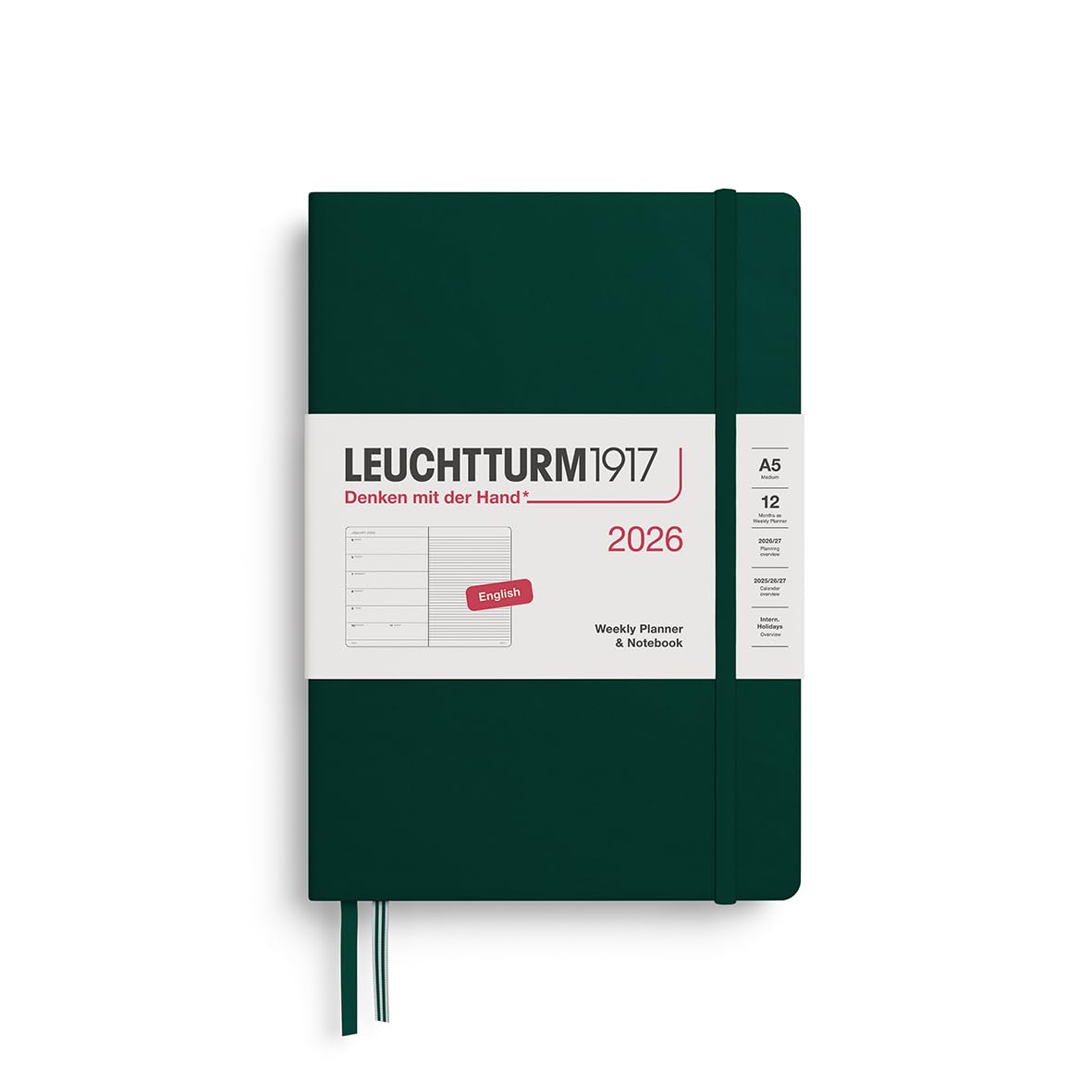 LEUCHTTURM1917 Diary 2026 January Start A5 Weekly Forest Green 372658