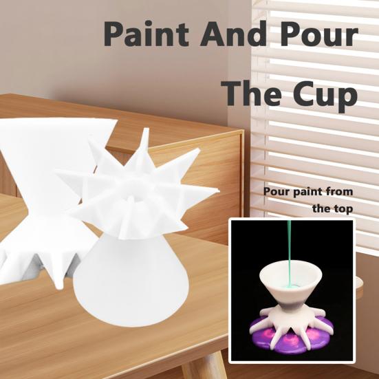 Copo para Pouring de Tinta 7 Funis Copo Dividido para Tinta Acrílica Copo para Pouring com Padrão de Flor para Arte Fluida Acessórios para Pintura de Flores DIY