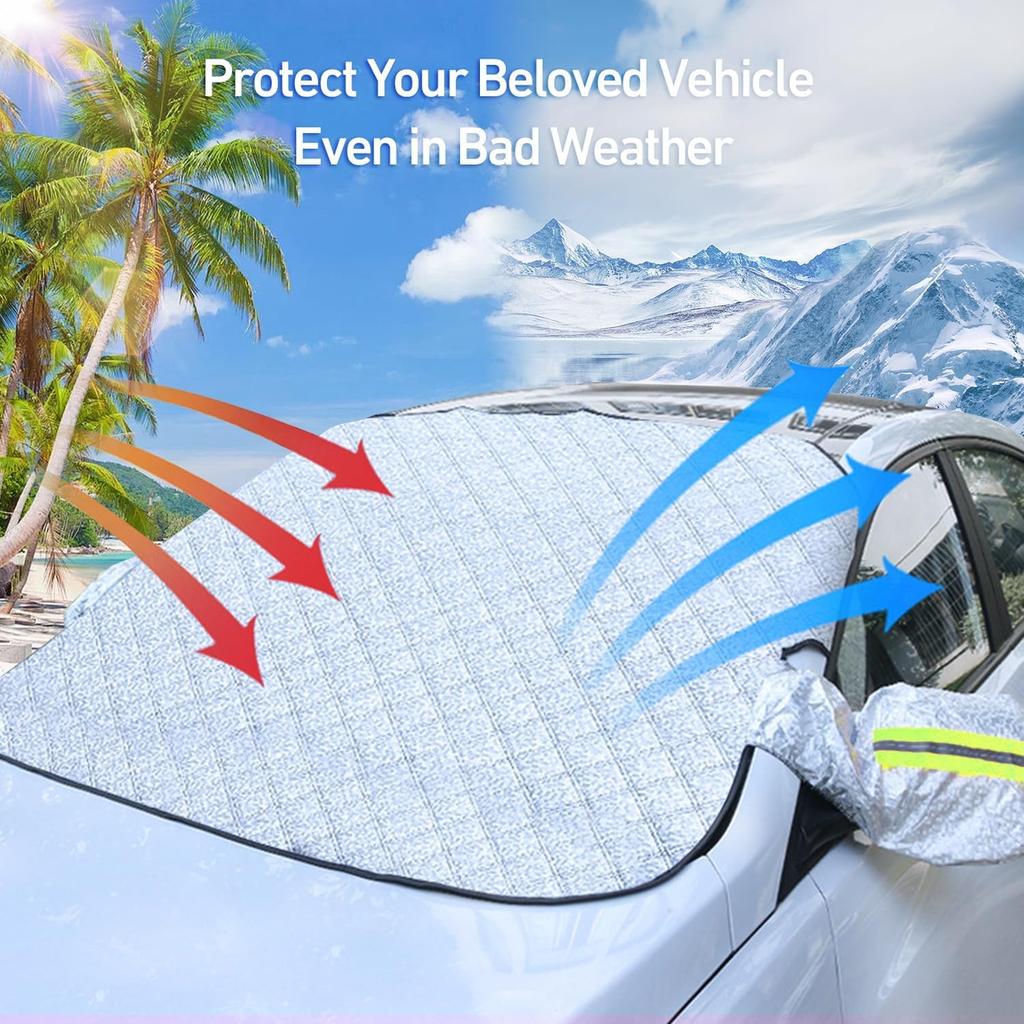 Windshield Cover For Winter Ice/Snow/Frost, Heavy Duty Ultra Thick Protective Windscreen Cover, Snow Ice Frost Dust Water Resistent, Pefect For Car