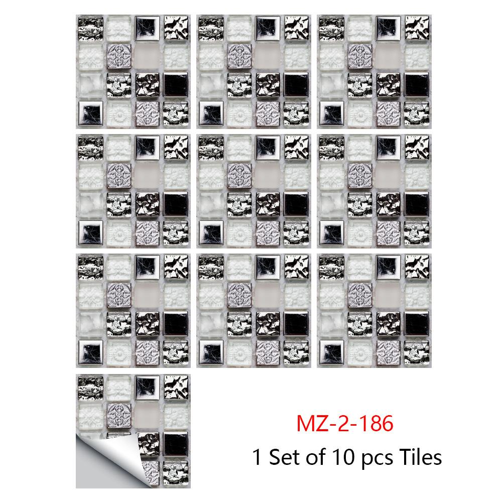 10Pcs 10 X10cm DIY  Mosaic Marble Wall Stickers Imitation Brick Bedroom Decoration Waterproof Self Adhesive Tile Wallpaper Kitchen Cupboard Decor