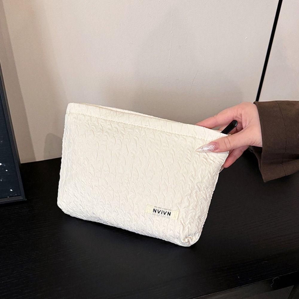 Portable Zipper Makeup Bag Large Capacity Solid Color Clutches Bag Storage Bag Travel