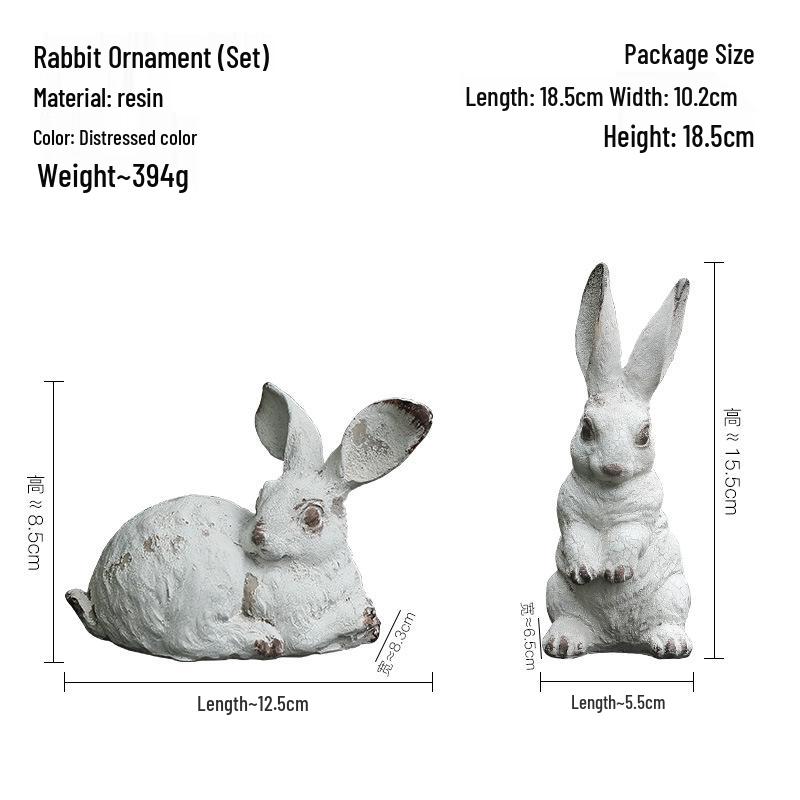 Nordic Cute White Rabbit Resin Figurine - Home Decor & Photo Prop