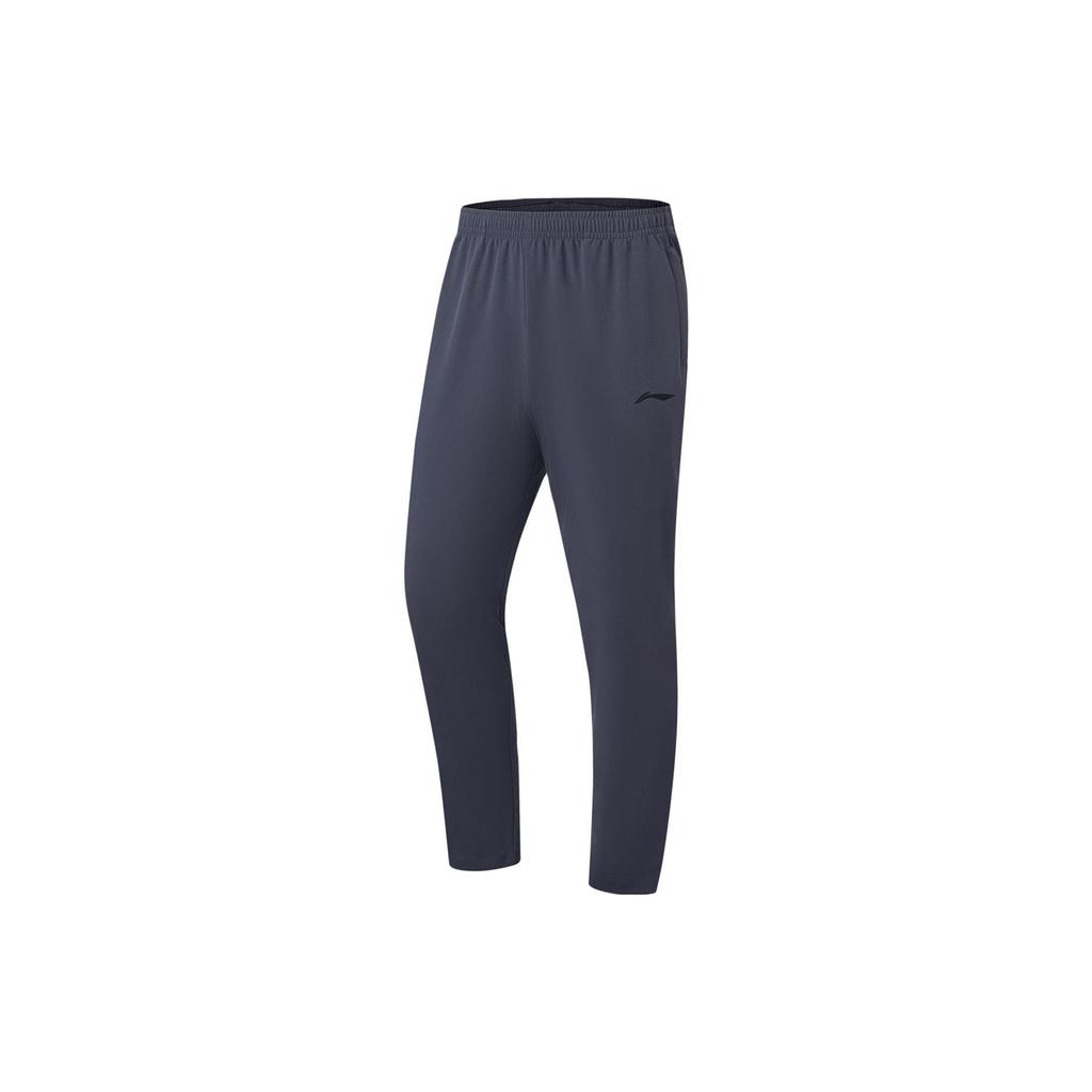 Li-Ning Fitness Series Solid Color Logo Elastic Waist Straight-Leg Quick-Dry Knit Sports Pants Men Bottoms AYKT205-2