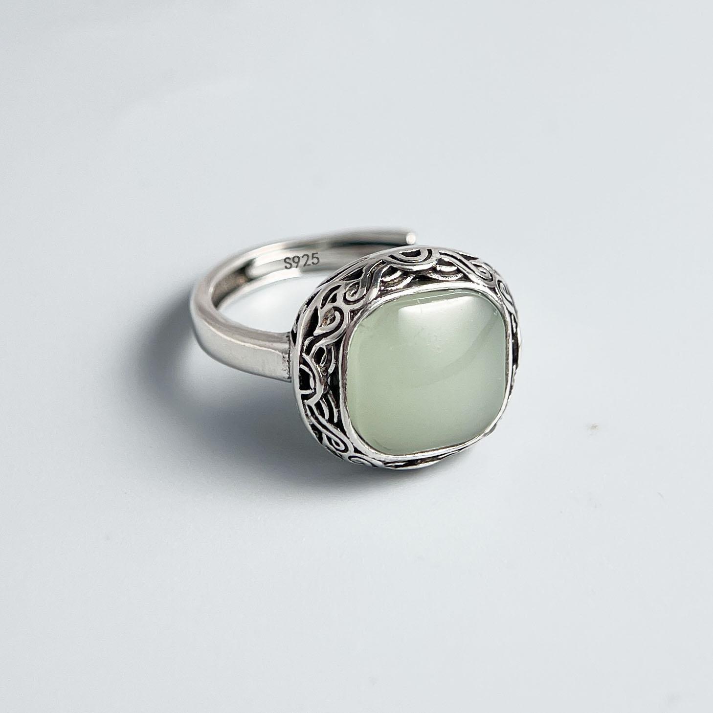 

925 Sterling Silver Rings for Women Men Couple Minimalist Handmade Simple Red Stone Ring Party Jewelry Gift Prevent Allergy resizable