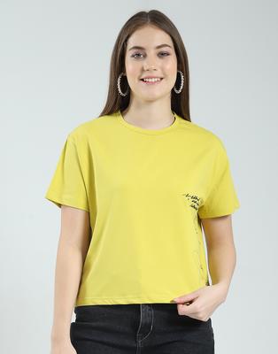 Womens Printed Round Neck Half Sleeve Regular Fit Top