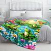 Pond Frog Flannel Blanket, Cozy Knit All Season Throw, Lightweight for Sofa Office, Whimsical Nature Themed Decor