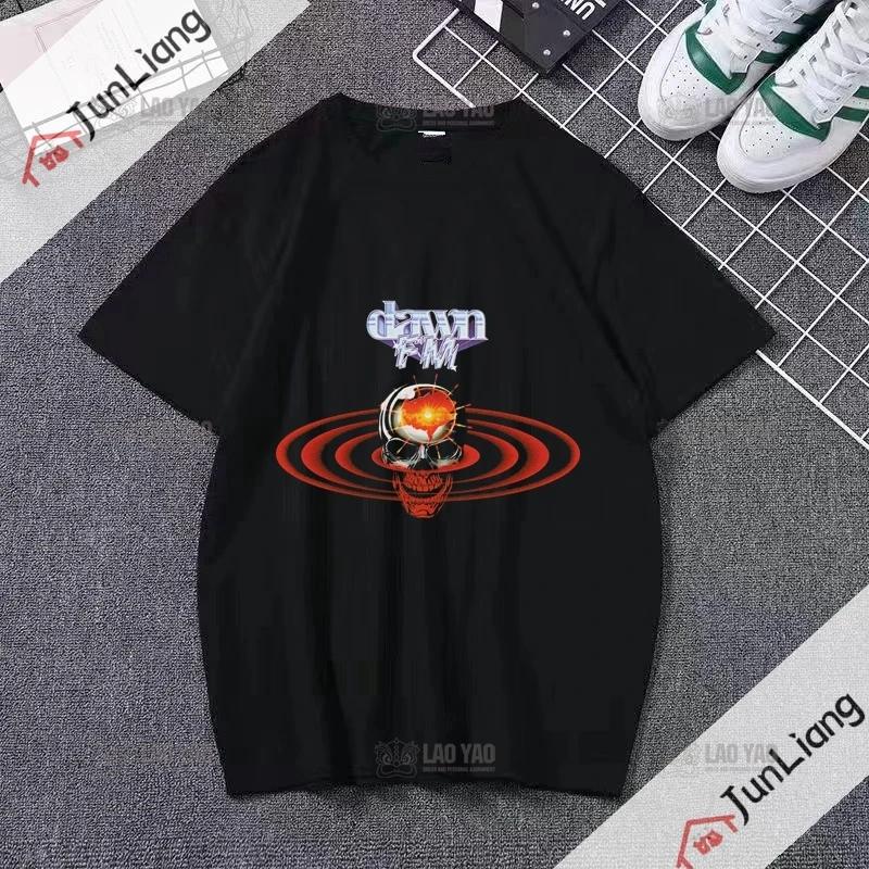 Canadian Singer The Weeknd Dawn Fm Flat Print Tshirt Short Sleeve Loose Mens Tshirt Mens Tshirt Womens Hip Hop Clothing