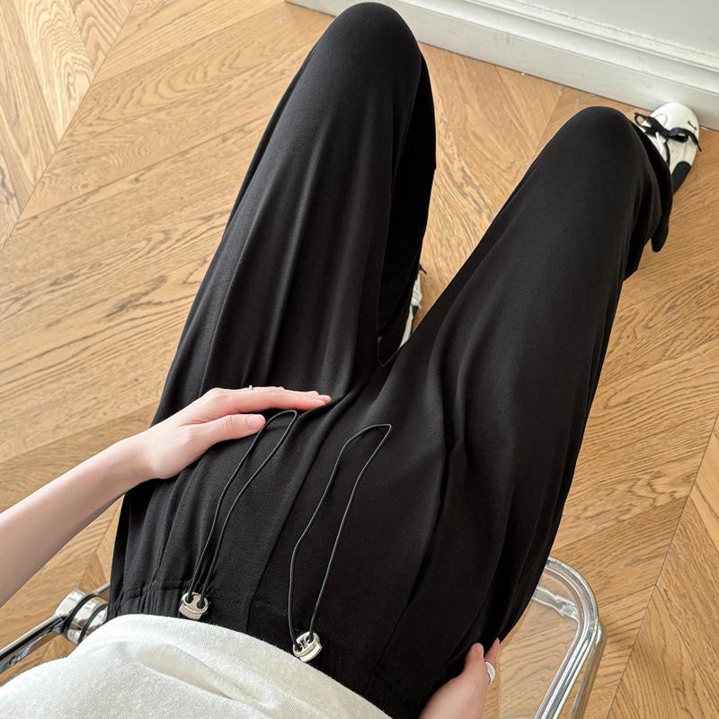 

2026 Spring/Summer Maternity Knit Cotton Elastic Long Pants with Drawstring Adjustment XL