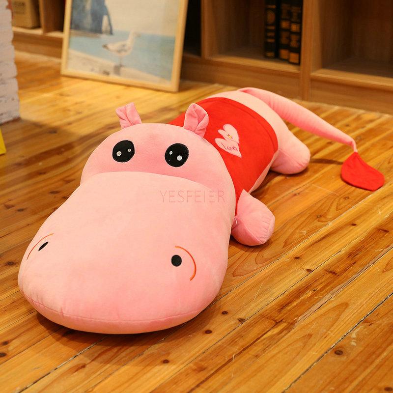 100-150cm Giant Soft Hippo Plush Toy Stuffed Animal Toys Soft Real Life Hippopotamus Plush Toy Birthday Gift