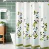 Green Bird Perch Printed Shower Curtain Bathroom Dry and Wet Separation Partition Curtain Privacy and Waterproof PEVA Material